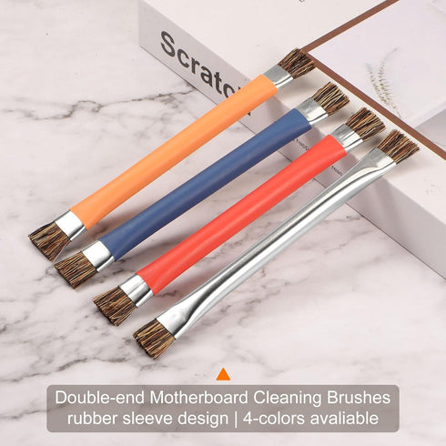 Double-Head Phone Motherboard IC Cleaning Brush 12x15mm Bristles Hair Anti-Static ESD Brush Cleaner for Computer Phone, Blue + Silver Tone......