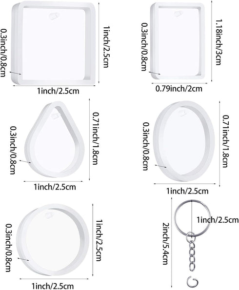 WILLBOND Silicone Resin Keychain Mold Set, Jewelry Pendant Casting Mold DIY Epoxy Keychain Mold with Keychain Rings, Dried Flower and Round Sequin...