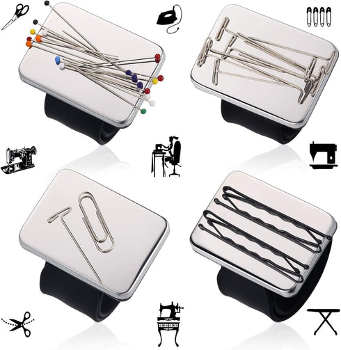 Magnetic Wrist Sewing Pincushion with 100 Pieces 1.5 Inch Ball Head Sewing Pins Set Wrist Magnetic Pin Holder Gift Supplies(Black)...