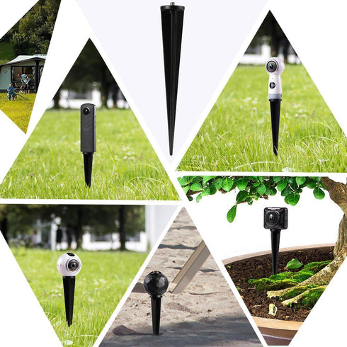 Spike Pole Mount Ground Stake for Insta360 One R Samsung Gear 360 2017 Edition Cam,360fly 360° Cam,Ricoh Theta V SC2 M15,LG 360,Nikon Keymission 1...