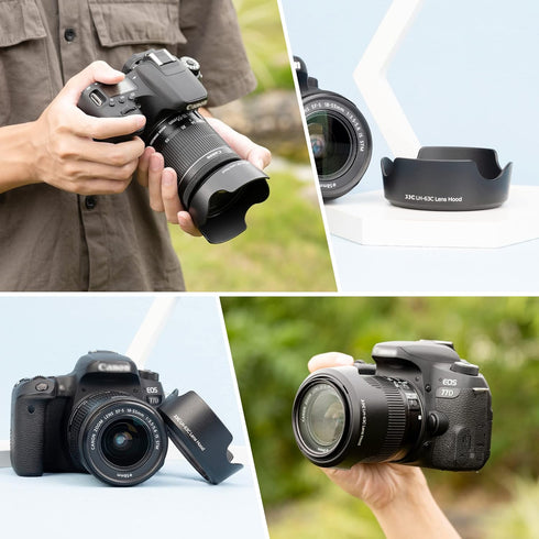 18-55mm Lens Hood Shade for Canon EF-S 18-55mm f/3.5-5.6 IS STM & RF 24-50mm f/4.5-6.3 IS STM Lens Replaces Canon EW-63C Hood for Canon Rebel T8i ...