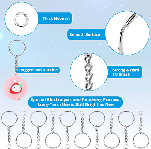 Paxcoo 100Pcs Split Key Chain Rings with Chain and Jump Rings Bulk for Crafts...