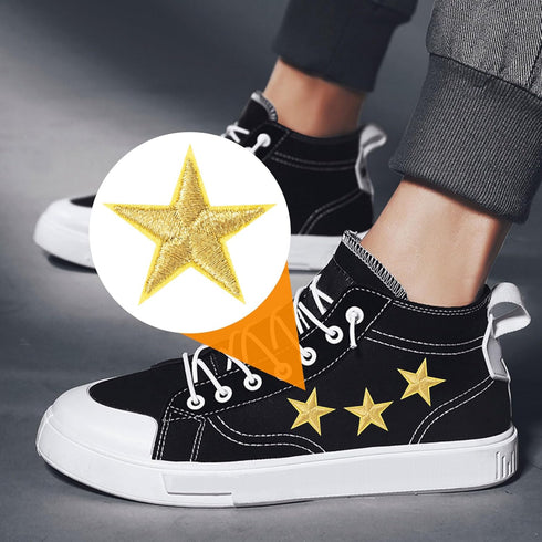 PAGOW 30pcs Gold Star Iron on Patch, Sew on Star Embroidered Patches, Iron on Fabric Patches, Appliques Embellishments Star Patches for Hats, Jack...