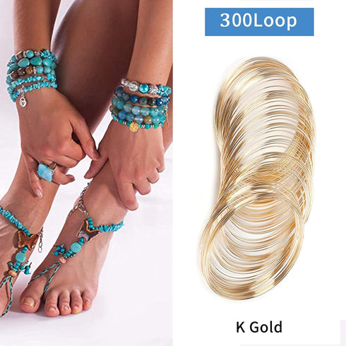 300Pcs Jewelry Beading Wire for Jewelry Making,KC Gold Jewelry Craft Wire Memory Wire Cuff for Jewelry Making DIY Bracelet Necklace Craft Supplies...