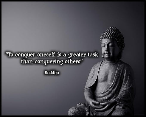 Posterizer 1 pcs-To Conquer Oneself Is A Greater Task-Buddha-Spiritual-Quotes -Motivational & Inspirational Art-Gift For Buddhism Meditation phil...