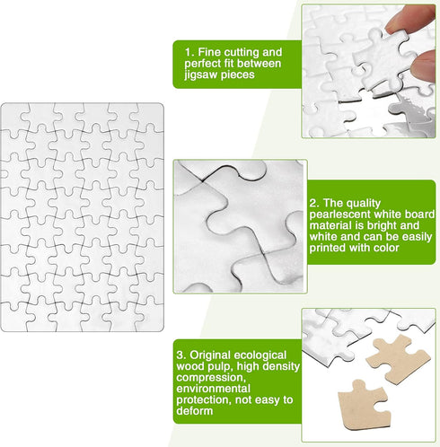 10 Sets Blank Sublimation Puzzle Jigsaw for Kids Rectangle Heart Shaped White DIY Custom Puzzle Heat Press Thermal Transfer Puzzle Pearl Puzzle Bl...