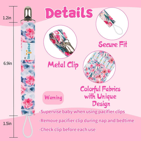 Babygoal Pacifier Clips, 6 Pack Pacifier Holder for Boys and Girls Fits Most Pacifier Styles &Teething Toys and Baby Gifts, 6MP16-B...