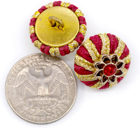 10 pcs Oriental Fabric Style Rhinestone Flower Metal Loop Sewing Coat Buttons -18mm -11/16"...