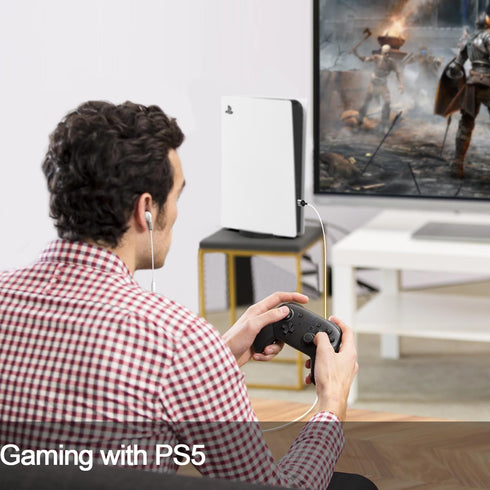 DUKABEL USB in-ear Headphones, USB PC Earbuds for PC/PS4/PS5, White Gaming Earphone Headset with Microphone for Live Conference, Video Calls, Broa...