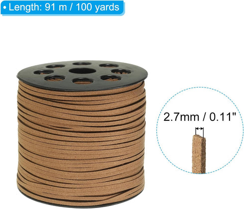 PATIKIL 100 Yards Flat Suede Cord, 2.7mm Leather String Lace Faux Leather Cord with Roll Spool for Jewelry Making Bracelet Necklace Beading DIY Cr...