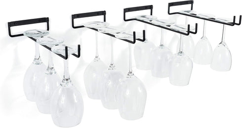 Wallniture Chiraz Stemware Wine Glass Rack Wall Mountable Wrought Iron Black 11 Inch Set of 4...