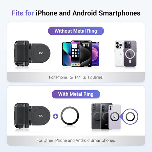 JJC Magnetic Phone Camera Grip Handle with Wireless Shutter Remote, Magsafe Camera Handle Bluetooth Bracket for iPhone Android Smartphone with 1/4...