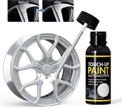 Mirror Silver Rim Touch Up Paint, Automotive Touch Up Paint Bottles with Brush, Car Wheel Scratch Repair Touch Up Paint, Quick and Easy Fix Rim Sc...