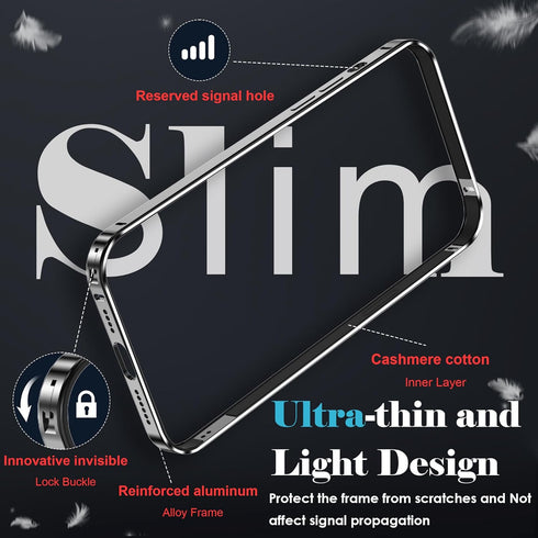 YMHML 3 in 1 Case for iPhone 15 Titanium Frame with Screen Protector and Camera Lens Protector Tempered Glass, Metal Bumper Slim Hard Straight Edg...