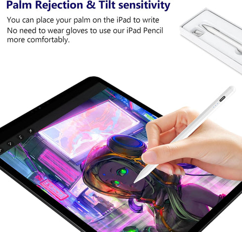 iPad Pencil, Apple Pencil Stylus Pen for iPad10/9/8/7/6, iPad Air 5/4/3, iPad Pro(11/12.9), iPad Mini 6/5, 15Mins Fast Charge Palm Rejection & Til...