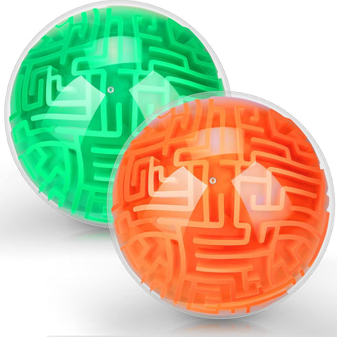 2 Pieces Maze Ball 3D Maze Puzzle Brain Teasers Games Gravity 3D Maze Ball 4 Inches Puzzle Toy Maze Puzzle Cube Ball Sphere Educational Toys for S...
