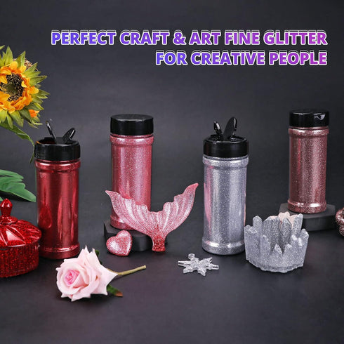 HTVRONT Red Glitter Fine Glitter - 200g/7oz Extra Fine Glitter for Crafts, Portable Ultra Fine Glitter for Resin & Nails & Tumblers & Ornaments & ...