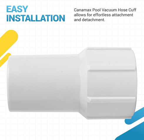Canamax Ultra Durable 1-1/2 Inch Pool Vacuum Hose Cuff - Replacement for 1-1/2" diameter Spiral-Wound Pool Hose - Repair Hose Ends Connect Vacuum ...