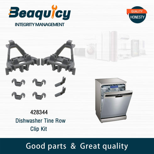 Beaquicy 00428344 Dishwasher Bearing Lower Rack Flip Tine Clip Kit - Replacement for Bos-ch Ther-mador Ken-more Dishwasher - Replaces 00418499 418499 420199 00420199 1999096 428344 Gray