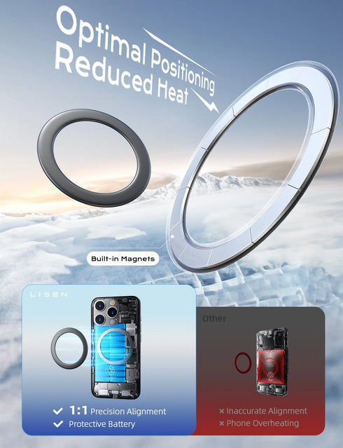 LISEN for MagSafe Sticker Magnetic Ring for Phone Case, Upgraded Thin for Magsafe Magnet Compatible with MagSafe Ring for MagSafe Car Charger Phon...