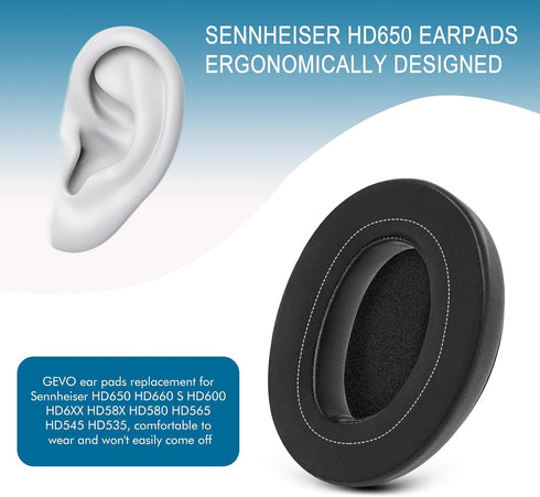 Earpads for Sennheiser HD650/HD600/HD660S/HD545/HD525/HD535 Headphones, Velour Ear Pads Cushions Replacement for Massdrop X HD6XX/HD58X and HD580/...