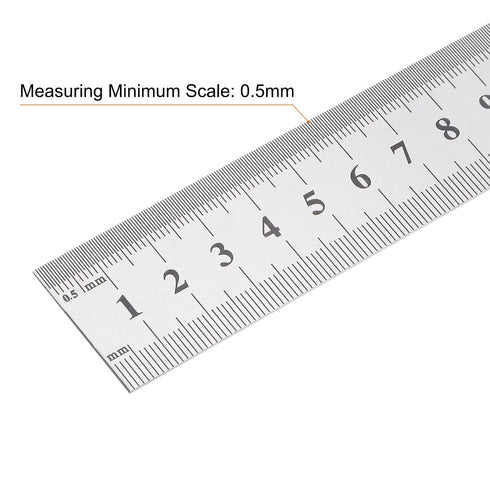 3pcs Stainless Steel Ruler 40cm/16" Length x 1/28" Thick x 1-1/7" Wide Inch and Metric Straight Edge Measuring Tools for Woodworking Painting Craf...