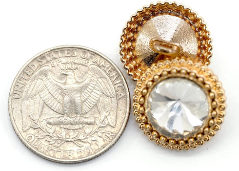 20 pcs Exquisite Rhinestone Golden Round Metal Sewing Shank Buttons for Coats -18mm -11/16"...