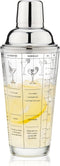 True Glass Cocktail Shaker with 7 Classic Recipes and Measurements for Cold Brew Cocktails, Home Bar Accessories, Bar Tools, Bartender Gifts, Host...