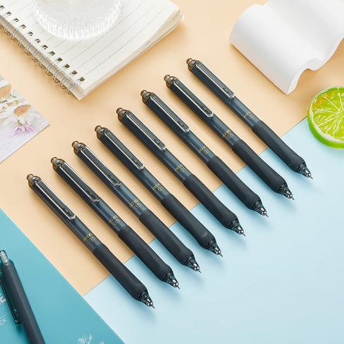 ParKoo Gel Pens Quick Dry Ink Fine Point 0.5mm, Retractable Rolling Ball Black Ink Pen, Click Silent Pens Set for Journaling Notetaking Drawing Sk...