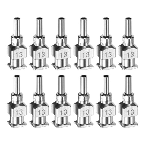 12pcs 13Gauge Stainless Steel Dispensing Needles, 1/4" All Metal Glue Needle Tube Blunt Tips Luer Lock for Thick Liquids, Ink, Glue, Lab Use...