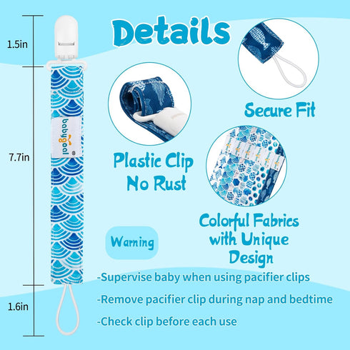Babygoal Ocean Blue Pacifier Clips, 6 Pack Binky Paci Holder Clips and Leash for Boys and Girls Fits for Most Pacifier, Binkie Styles & Baby Teeth...