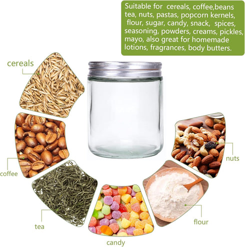 6 Pack 16 oz Glass Jars With Lids, Glass Kitchen Canisters Cabinet, Pantry Organization, Food Storage Jars for Flour, Sugar, Coffee, Candy, Snacks...