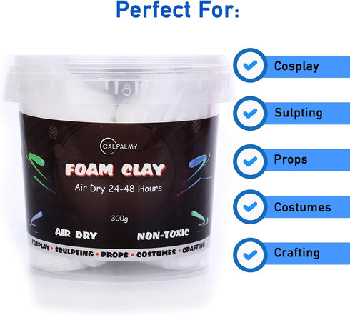 Moldable Cosplay Foam Clay (White) – High Density and Hiqh Quality for Intricate Designs | Air Dries to Perfection for Cutting with a Knife or Rot...