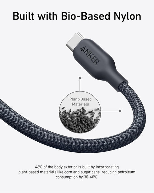 Anker USB C to C Cable (240W, 3 ft), Bio-Braided Fast Charge Cable for iPhone 15/15 Pro, MacBook Pro 2020, iPad Pro 2020, iPad Air 4, Samsung Gala...