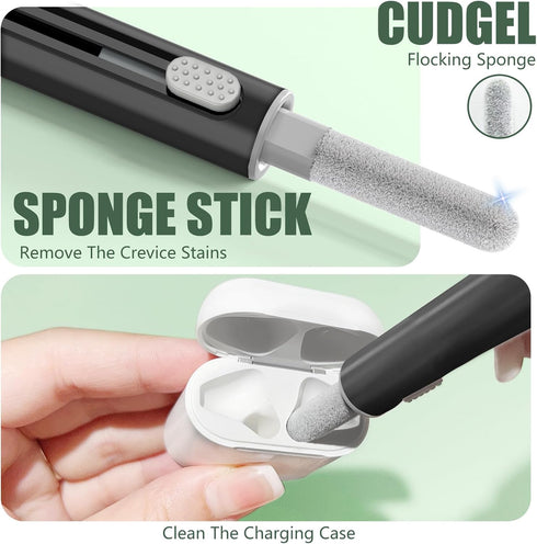 ?1 Pack? Airpods Earbuds Cleaner Kit for Airpods Pro 1 2 3,Cleaning Kit Pen Shape with Soft Brush Flocking Sponge Tool for Bluetooth Earphones Hea...