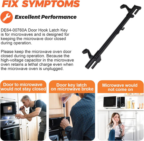 DE64-00760A Door Hook Latch Key 2024 Upgrade Fit for Samsung Microwave - Replace DE64-01308A,PS4229162,AP4224485,1557593 - DE64-00760A Door Latch ...