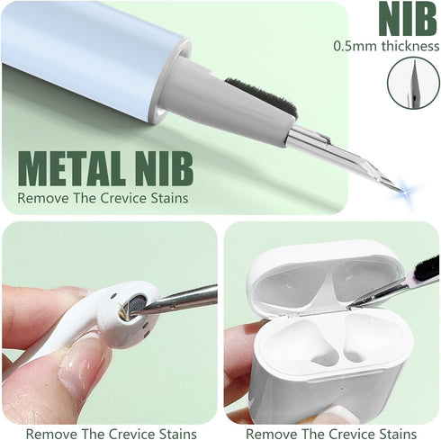 ?1 Pack? Cleaner Kit for AirPods Pro 1 2 3 Earbuds,Cleaning Kit Pen Shape with Soft Brush Flocking Sponge Tool for Bluetooth Earphones Headphones ...