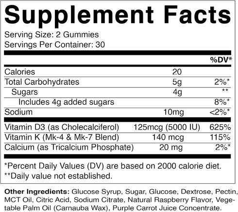 Vitamatic 2 Pack Vitamin D3 K2 Gummies - 60 Count - Supports Healthy Bone, Heart & Calcium Absorption, & Immune Health - Plant Based, Non-GMO, Glu...
