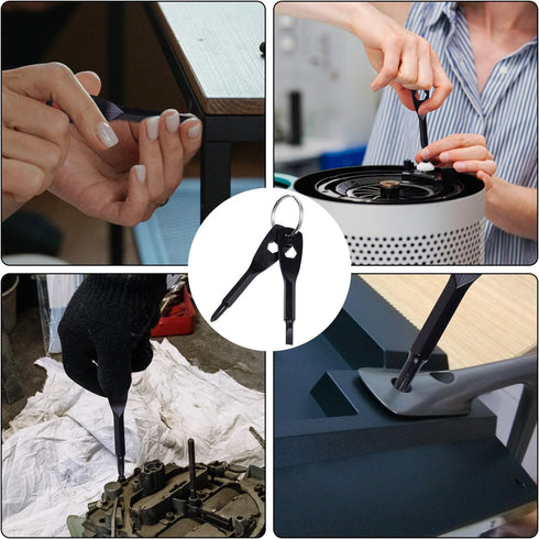 Portable Keychain Screwdriver, Wisdompro 4-in-1 Multifunction Repair Tool Pocket Screwdriver Set with Phillips, Slotted and Hex Wrench, Gift for M...