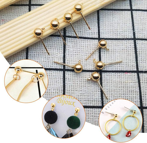 150Pcs Ball Post Earring Studs for Jewelry Making,Earrings Studs Ball Post Earrings with Loop with 200Pcs Clear Earring Backs Replacements for DIY...