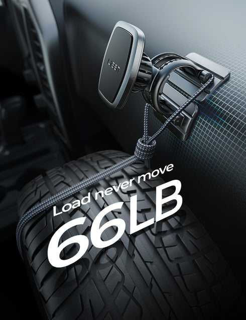 LISEN Magnetic Car Phone Mount for iPhone and Android with 6 Magnets and Adjustable Arch Design, Black...