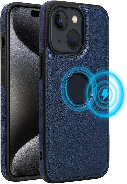 PULUZ Compatible with iPhone 15 Case?Leather Texture Stitching Phone Case is Slim and Lightweight for Your Phone All-Round Protection(Blue)......