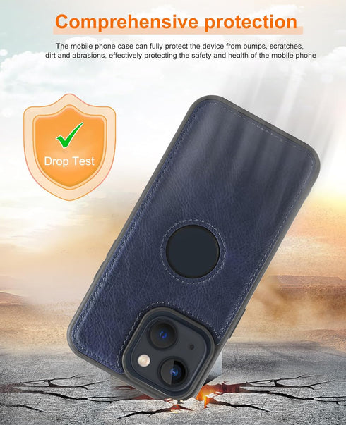 PULUZ Compatible with iPhone 15 Case?Leather Texture Stitching Phone Case is Slim and Lightweight for Your Phone All-Round Protection(Blue)......