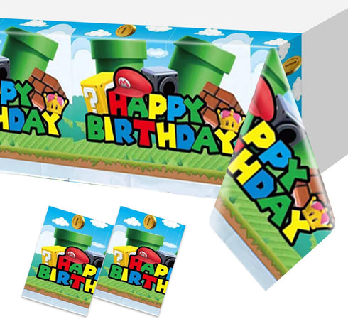 2pc Super Bros Rectangle Tablecloths Video Games Party Plastic Table Covers 70.8 x 42.5 Inch Children Boys Birthday Party Decoration Supplies...