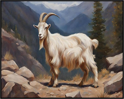 Posterizer 1 pcs- Mountain goat with a background of nature-Art for Animal Lovers- Gift for Men Women Entrepreneur Teens-Decor for Home & Office- ...