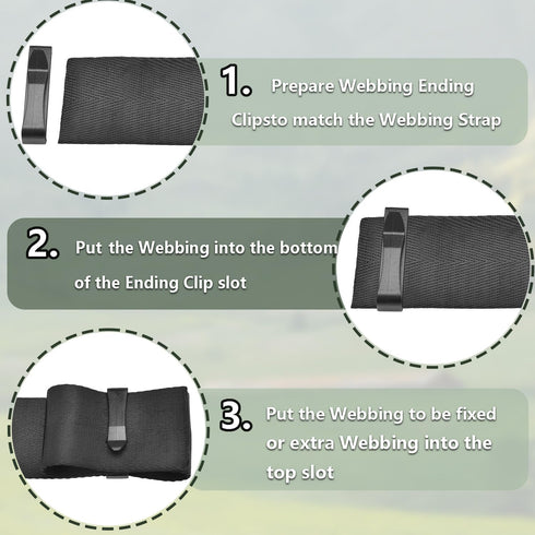 1-1/4" Plastic Webbing Ending Clip, 20 Pack Tactical Molle Belt Clip Hook, Hiking Camping Outdoor Backpack Strap Keeper Clips Slip Clip Buckle Hel...