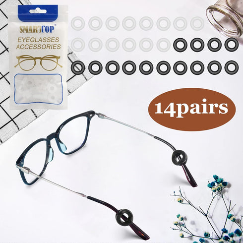 14 pairs Eyeglass Ear Grips Sleeve Holder-Eyeglasses Ear Hooks-Comfort Anti-Slip glasses ear grip-For Kids and Adults Sunglasses, Reading Glasses,...