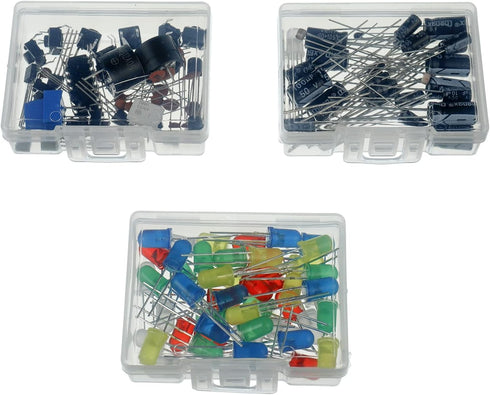 BOJACK 37 Values 480 Pcs Electronics Component Fun Kit with Power Supply Module, Jumper Wire,Precision Potentiometer,830 tie-Points Breadboard Com...