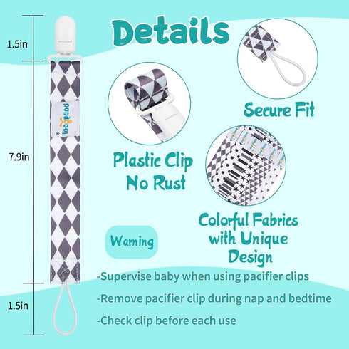 Babygoal Neutral Pacifier Clips, 6 Pack Binky Paci Holder Clips and Leash for Boys and Girls Fits for Most Pacifier, Binkie Styles & Baby Teethers...