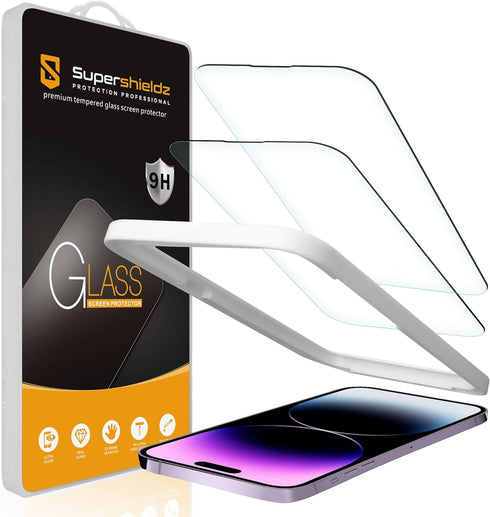 Supershieldz (2 Pack) Designed for iPhone 14 Pro Max (6.7 inch) Tempered Glass Screen Protector with (Easy Installation Tray) Anti Scratch, Bubble...